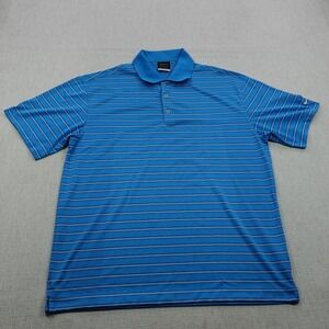 Nike Golf Dri Fit Polo Mens Large Blue Short Sleeve Striped  Athletic Confort